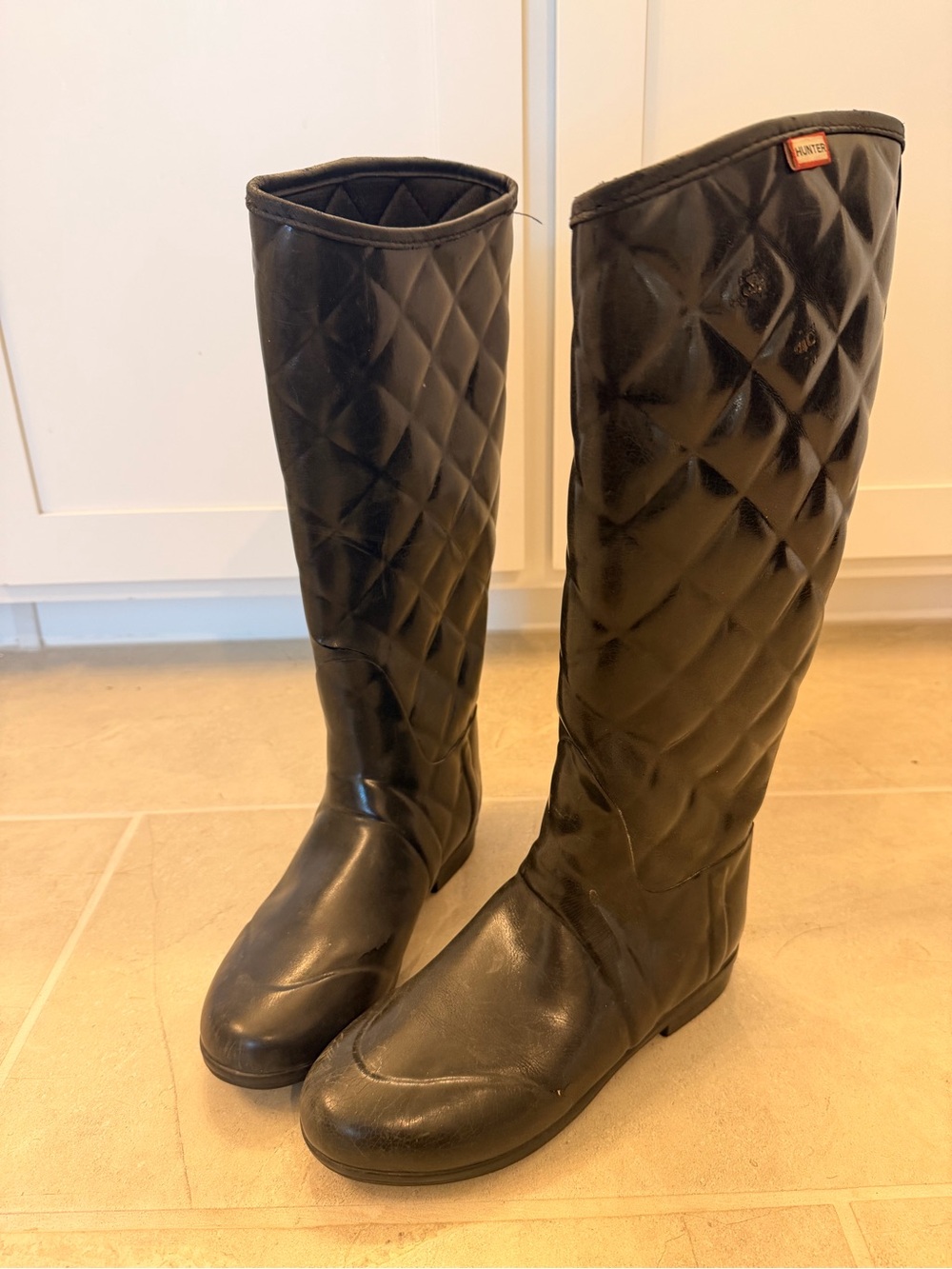 Hunter Quilted Tall Rain Boots in Black